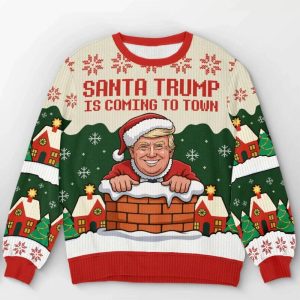 Santa Trump Is Coming To Town Ugly Christmas Sweater