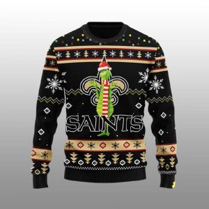 Saints Funny Grnch Ugly Christmas Sweater1