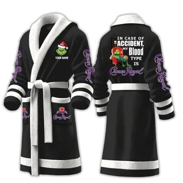 Grnch In Case Of Accident My Blood Type Is Crown Royal Fleece Bathrobe