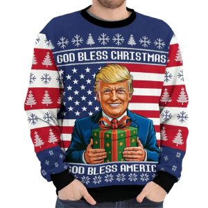 Trump God Bless Christmas God Bless America Ugly Sweater 2 Trump God Bless Christmas God Bless America Ugly Sweater2
