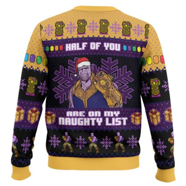 Half of You Are On The Naughty List Thanos Marvel Ugly Christmas Sweater