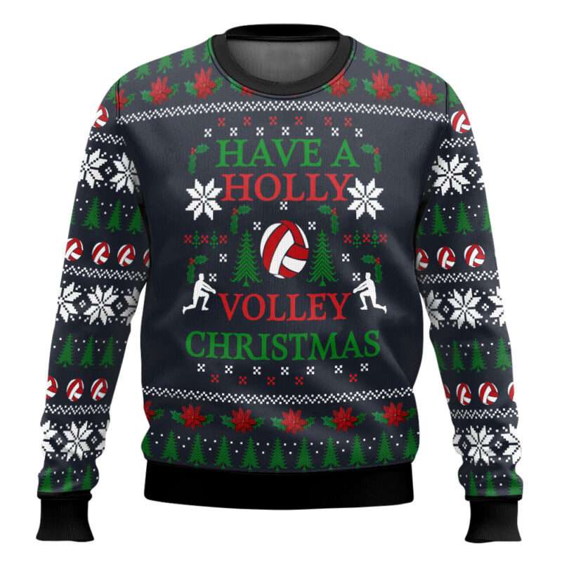 Holly Volley Volleyball Ugly Christmas Sweater Holly Volley Volleyball Ugly Christmas Sweater