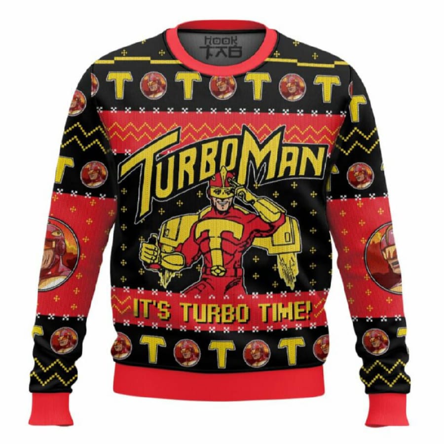 Its Turbo Time Turbo Man Jingle All the Way Ugly Christmas Sweater It's Turbo Time Turbo Man Jingle All the Way Ugly Christmas Sweater