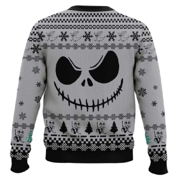 Jack Skellington Face Love White Hoodie Christmas Sweater