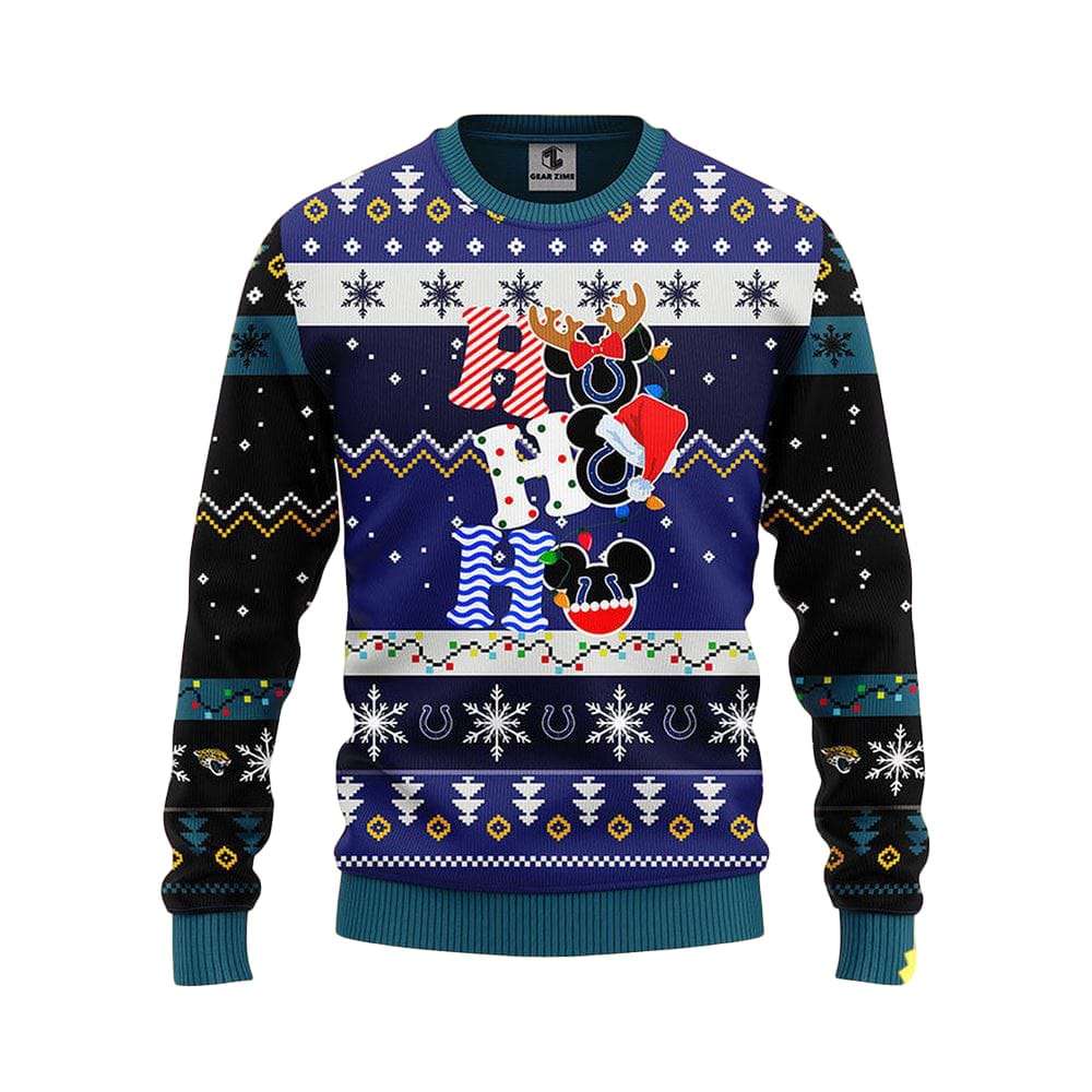 Jaguars HoHoHo Mickey Ugly Christmas Sweater Jaguars HoHoHo Mickey Ugly Christmas Sweater