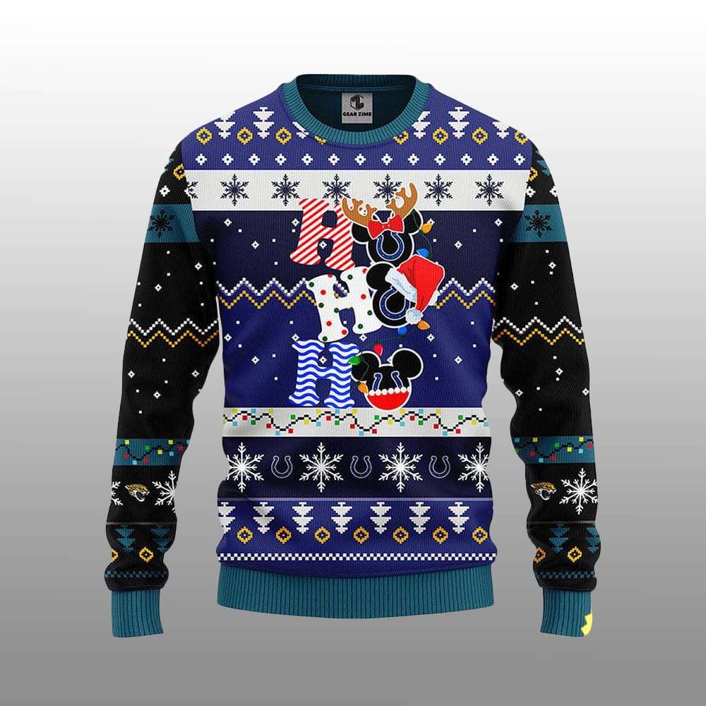 Jaguars HoHoHo Mickey Ugly Christmas Sweater Jaguars HoHoHo Mickey Ugly Christmas Sweater