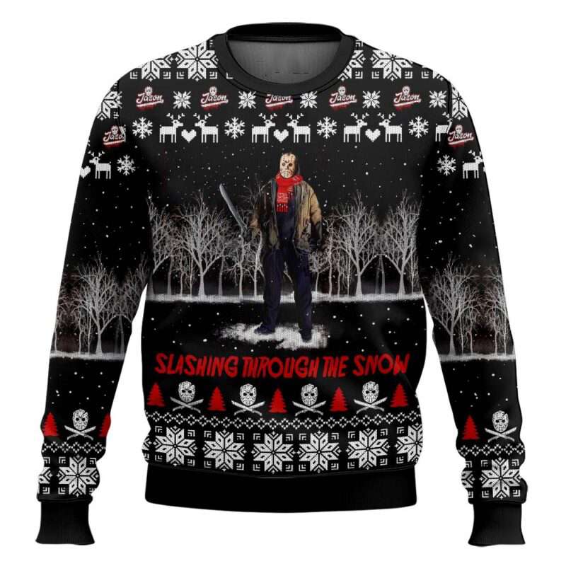 Jason Voorhees Slashing Ugly Christmas Sweater Jason Voorhees Slashing Ugly Christmas Sweater