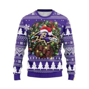 Ravens Wreath Texans Ugly Christmas Sweater