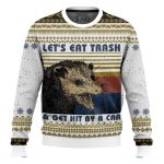 Let’s Eat Trash & Get Hit By A Car Opossum Ugly Christmas Sweater