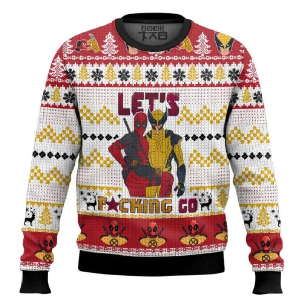 Let’s Fucking Go Deadpool Wolverine Ugly Christmas Sweater