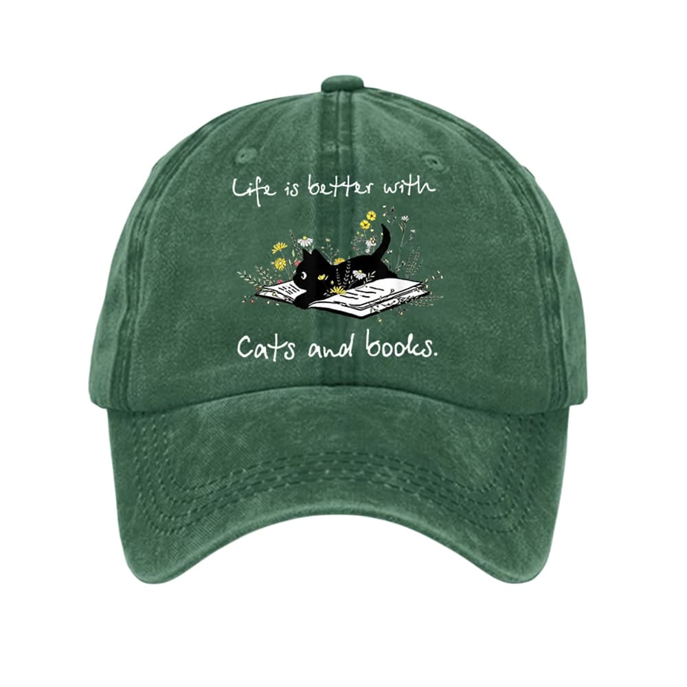 Life Is Better With Cats And Books Hat Life Is Better With Cats And Books Hat