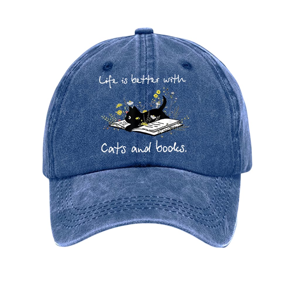 Life Is Better With Cats And Books Hat Life Is Better With Cats And Books Hat