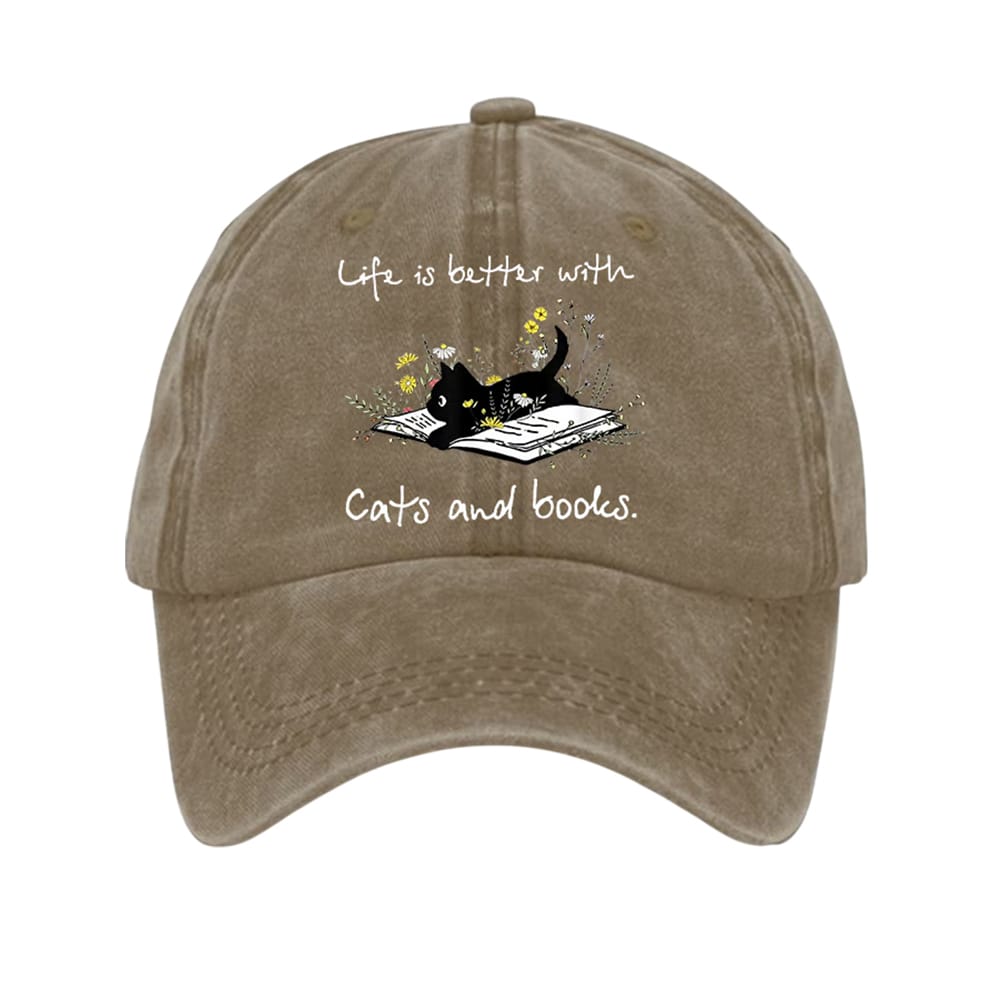 Life Is Better With Cats And Books Hat Life Is Better With Cats And Books Hat
