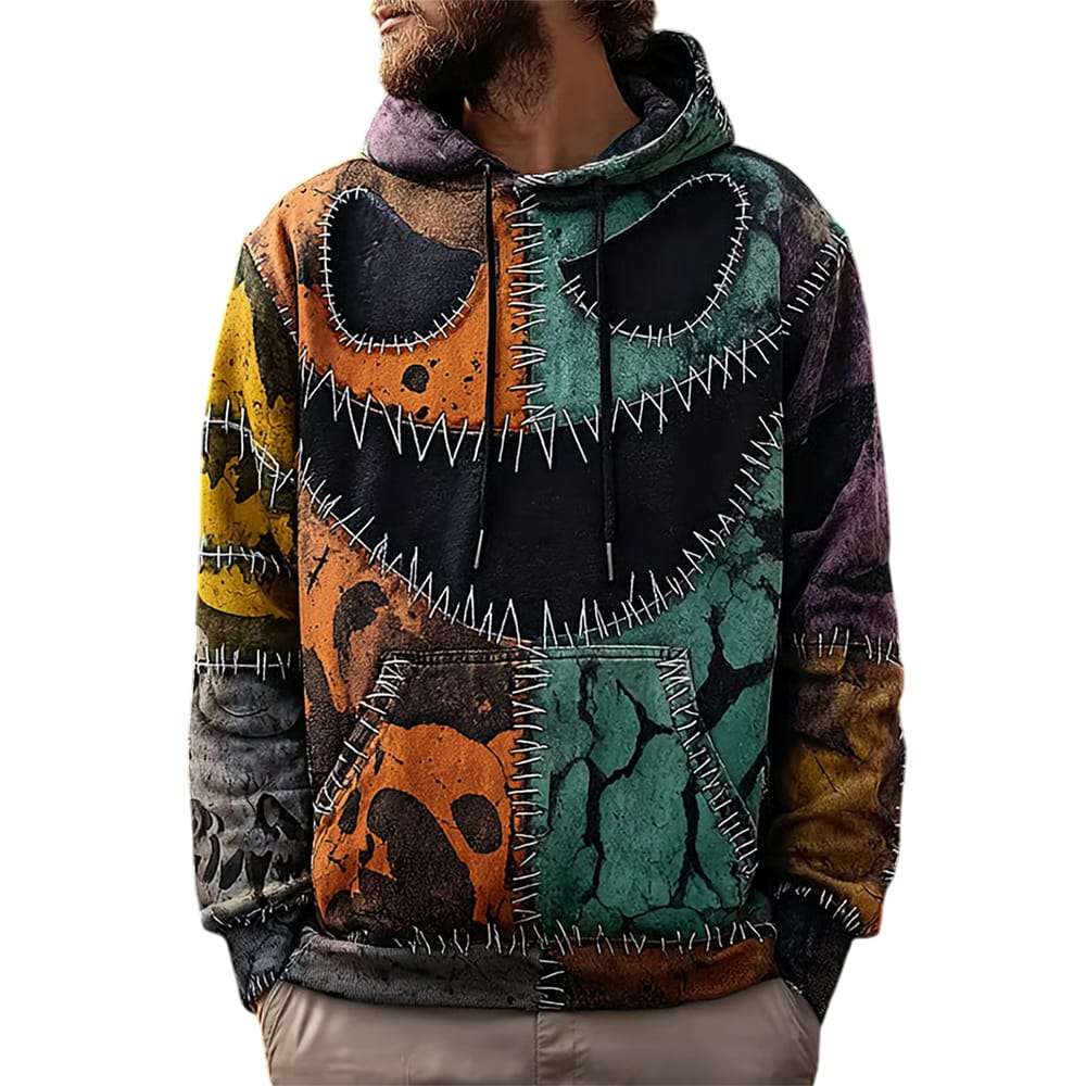 Mens Vintage Casual Halloween Horror Art Hoodie Men's Vintage Casual Halloween Horror Art Hoodie