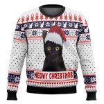 Meowy Christmas Cat With Santa Hat Ugly Christmas Sweater