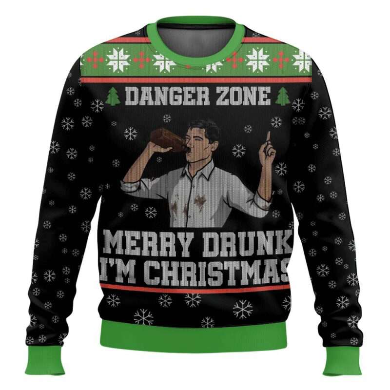 Merry Drunk Im Christmas Sterling Archer Black Ugly Christmas Sweater Merry Drunk I'm Christmas Sterling Archer Black Ugly Christmas Sweater