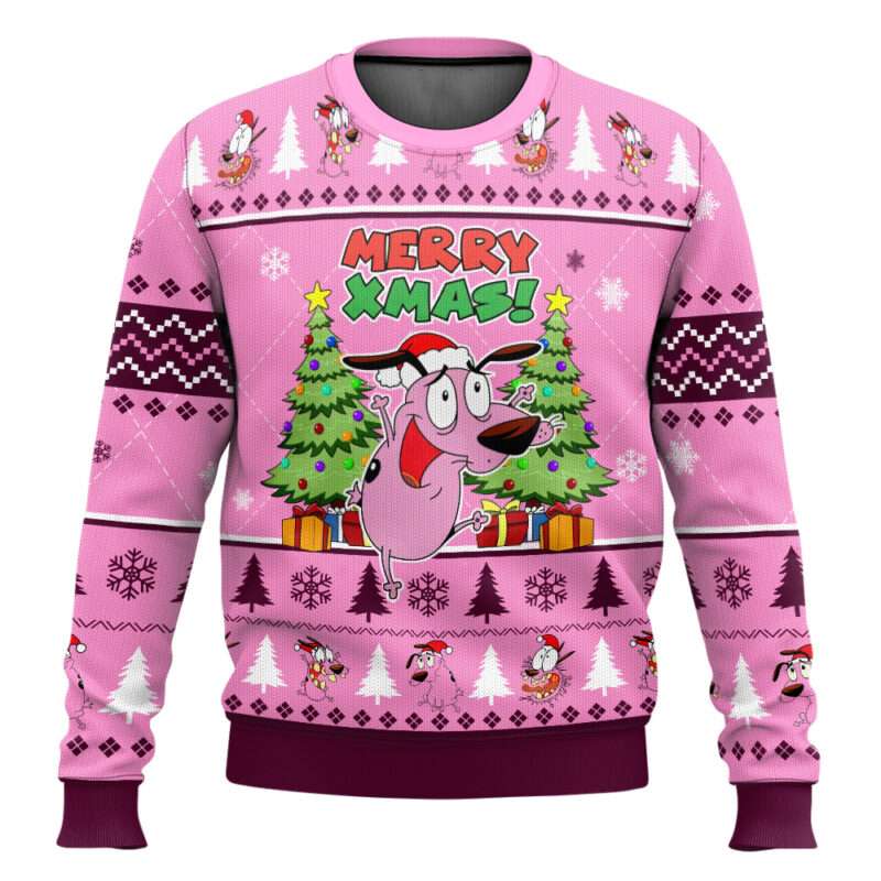 Merry Xmas Courage The Cowardly Dog Ugly Christmas Sweater Merry Xmas Courage The Cowardly Dog Ugly Christmas Sweater