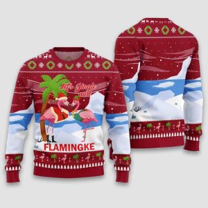 Lets Jingle And Flamingke Ugly Christmas Sweater1