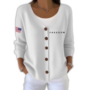 Charlie Kirk Freedom American Flag Casual Cardigan