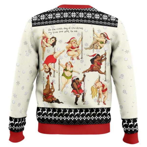 Nine Ladies Dancing Sexy Christmas Funny Ugly Christmas Sweater
