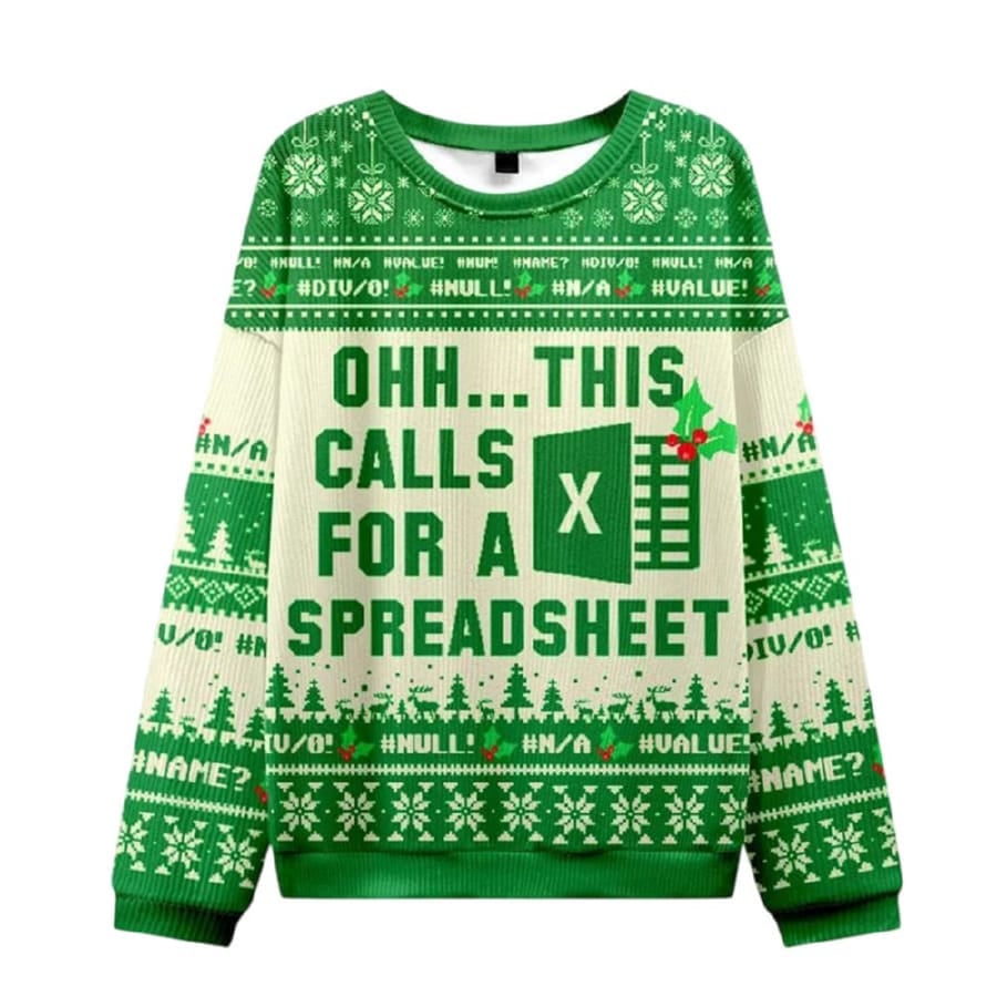 Ohh This Calls for a Spreadsheet Ugly Christmas Knit Sweater Ohh This Calls for a Spreadsheet Ugly Christmas Knit Sweater