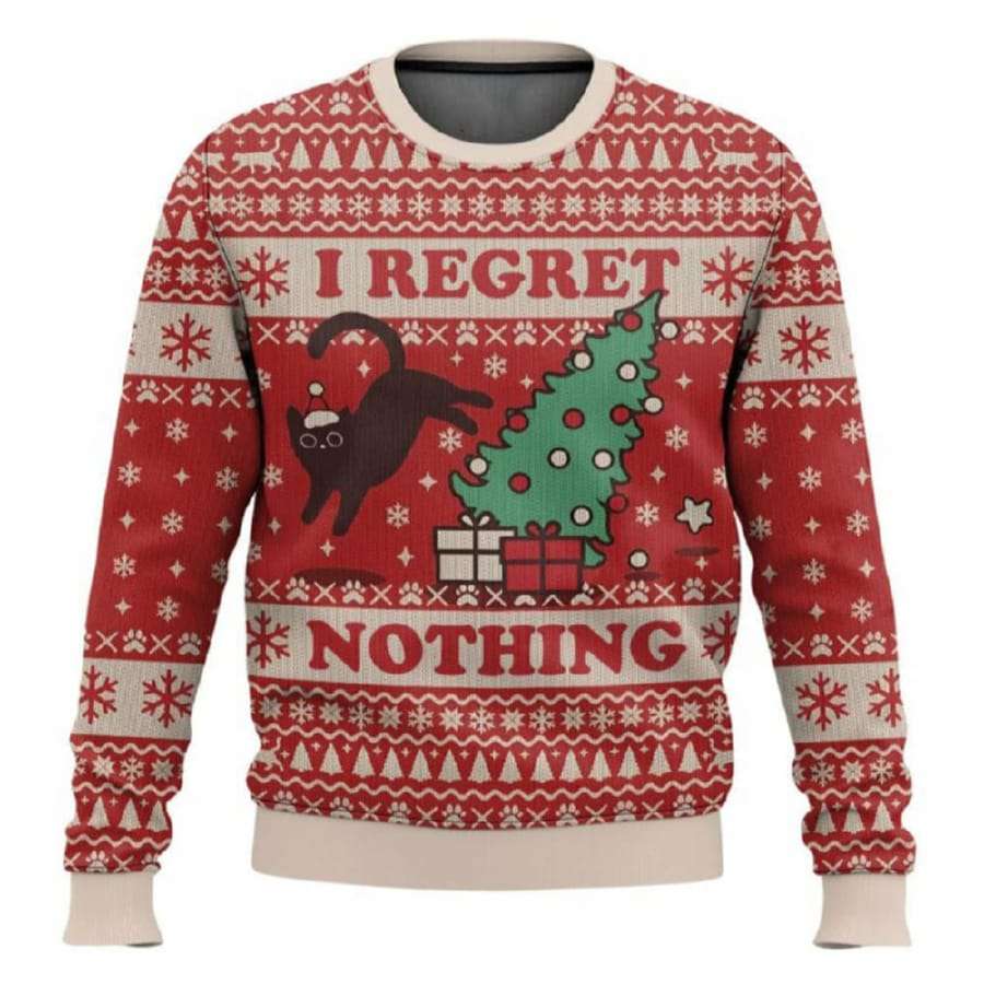 On The Naughty List And I Regret Nothing Cat Christmas Ugly Sweater On The Naughty List And I Regret Nothing Cat Christmas Ugly Sweater