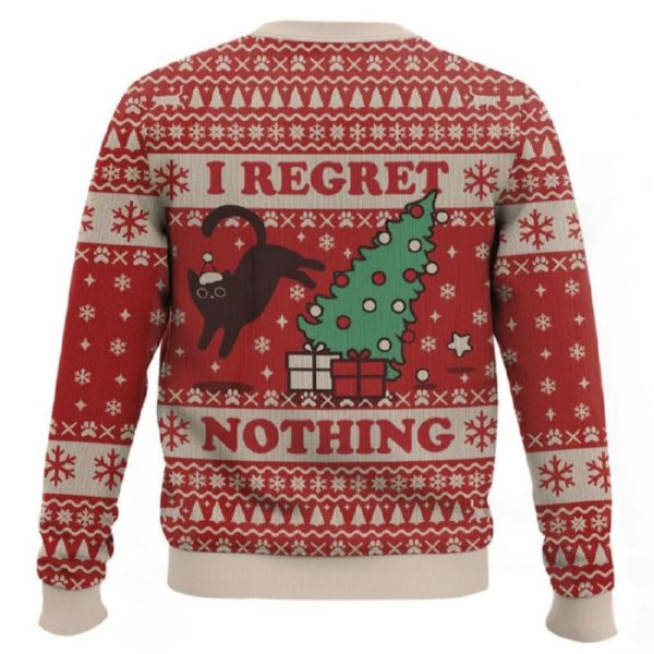 On The Naughty List And I Regret Nothing Cat Christmas Ugly Sweater