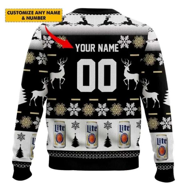 Personalized Black Miller Lite Ugly Christmas Sweater
