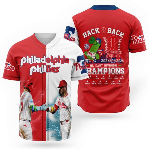 Phillies 2025 B2B NL East Champs Baseball Jersey