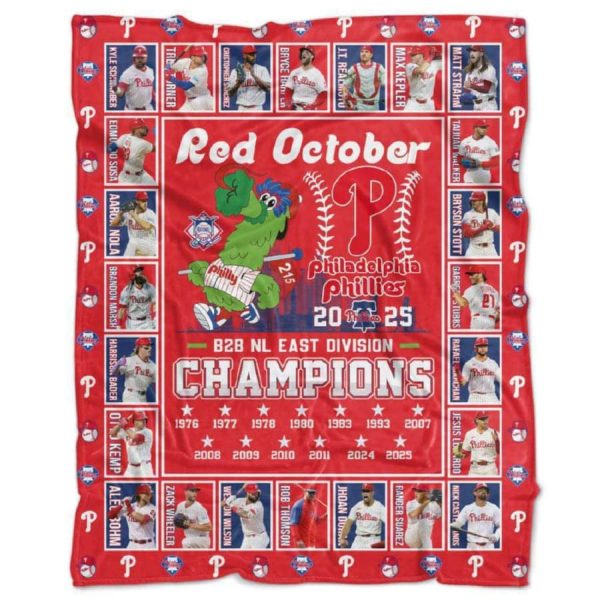 Phillies Red October B2B NL East Champs 2025 Blanket