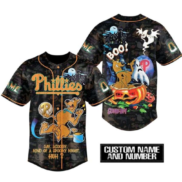 Phillies x Scooby-Doo Halloween Say Scooby Kind Of A Spooky Night Huh Baseball Jersey
