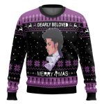 Prince Dearly Beloved Merry Christmas Black Purple Ugly Christmas Sweater