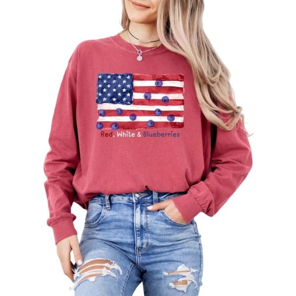 Red White & Blueberries Long Sleeve Shirt Charlie Kirk