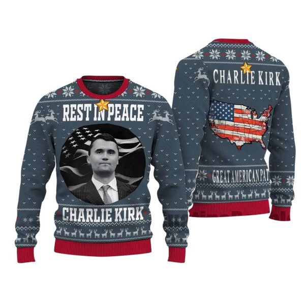 Rest In Peace Charlie Kirk Christmas Ugly Sweater