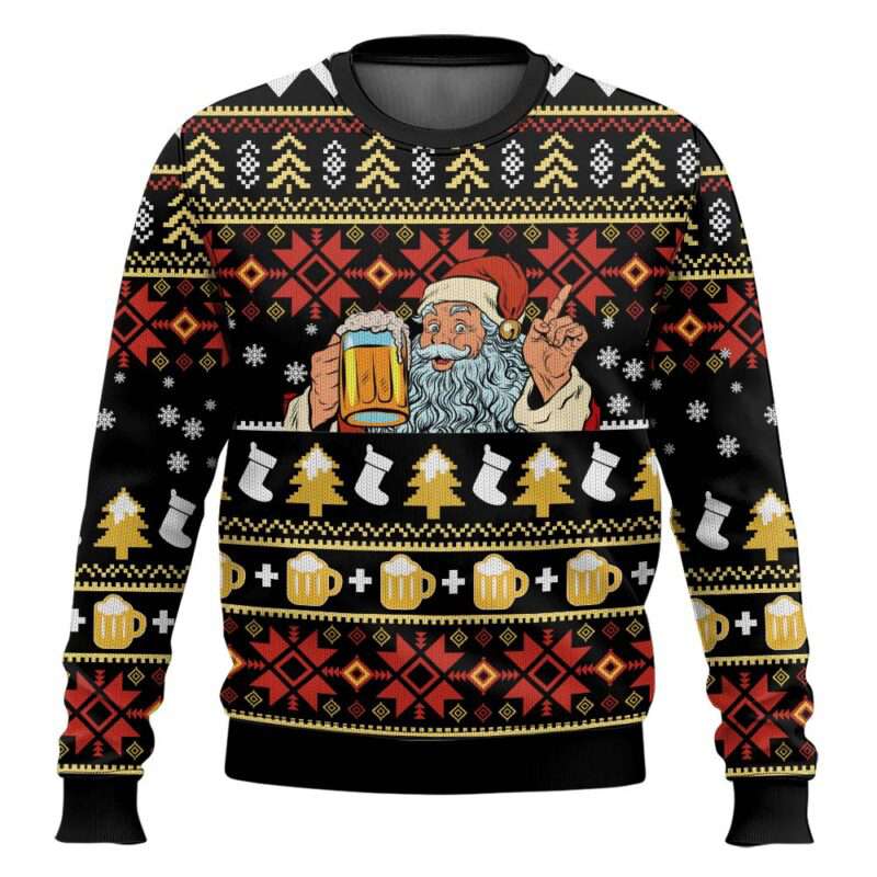 Santa Claus Drink Beer Ugly Christmas Sweater Santa Claus Drink Beer Ugly Christmas Sweater