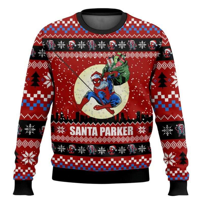 Santa Parker Spiderman Christmas Ugly Sweater Santa Parker Spiderman Christmas Ugly Sweater