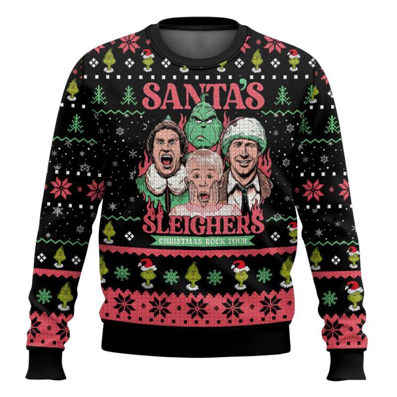 Santas Sleighers Grnch Ugly Christmas Sweater Santa's Sleighers Grnch Ugly Christmas Sweater