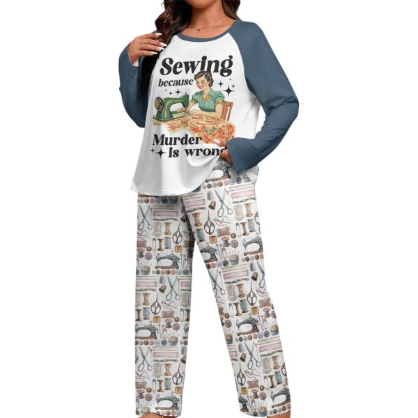 Sewing Lover Raglan Lounge Pajamas Retro Style Sewing Because Mur-der Is Wrong