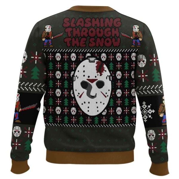 Slashing Through The Snow Jason Voorhees Ugly Christmas Sweater