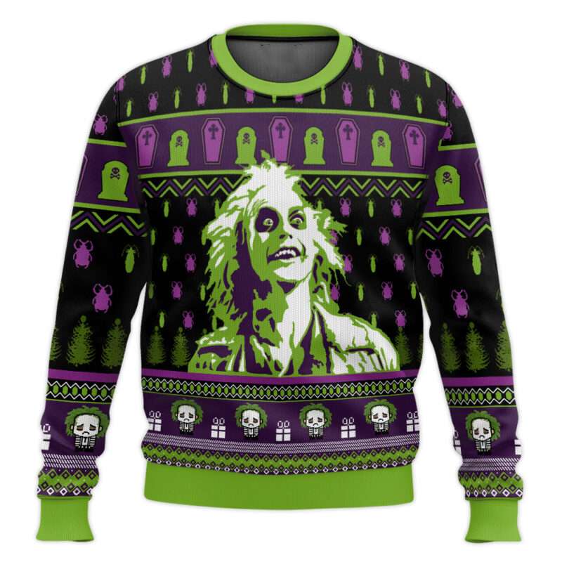 Smile Beetlejuice Ugly Christmas Sweater Smile Beetlejuice Ugly Christmas Sweater