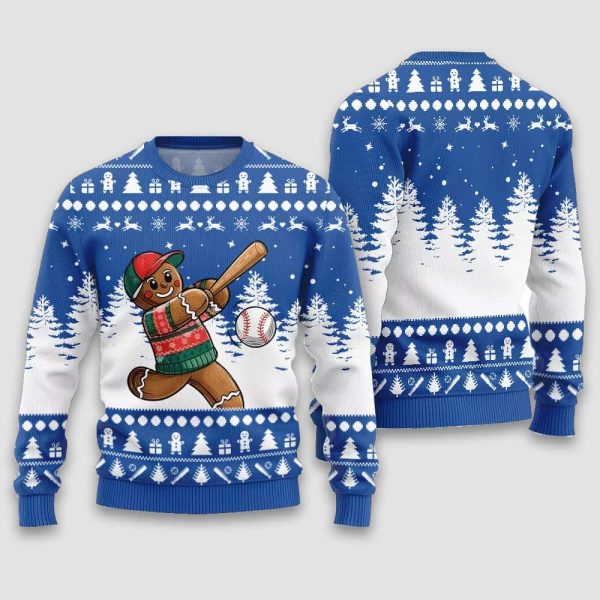 Sport Gingerbread Baseball Christmas Ugly Sweater