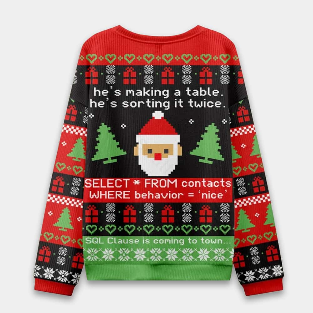 Sql Clause Is Coming to Town Ugly Christmas Knit Sweater Sql Clause Is Coming to Town Ugly Christmas Knit Sweater