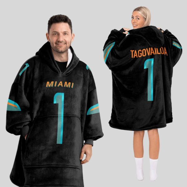 Tagovailoa 1 Miami Football Unisex Blanket Hoodie