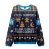 Tech Support Computer Programmer Blue Ugly Christmas Knit Sweater