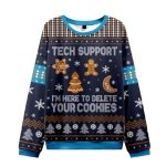 Tech Support Computer Programmer Blue Ugly Christmas Knit Sweater