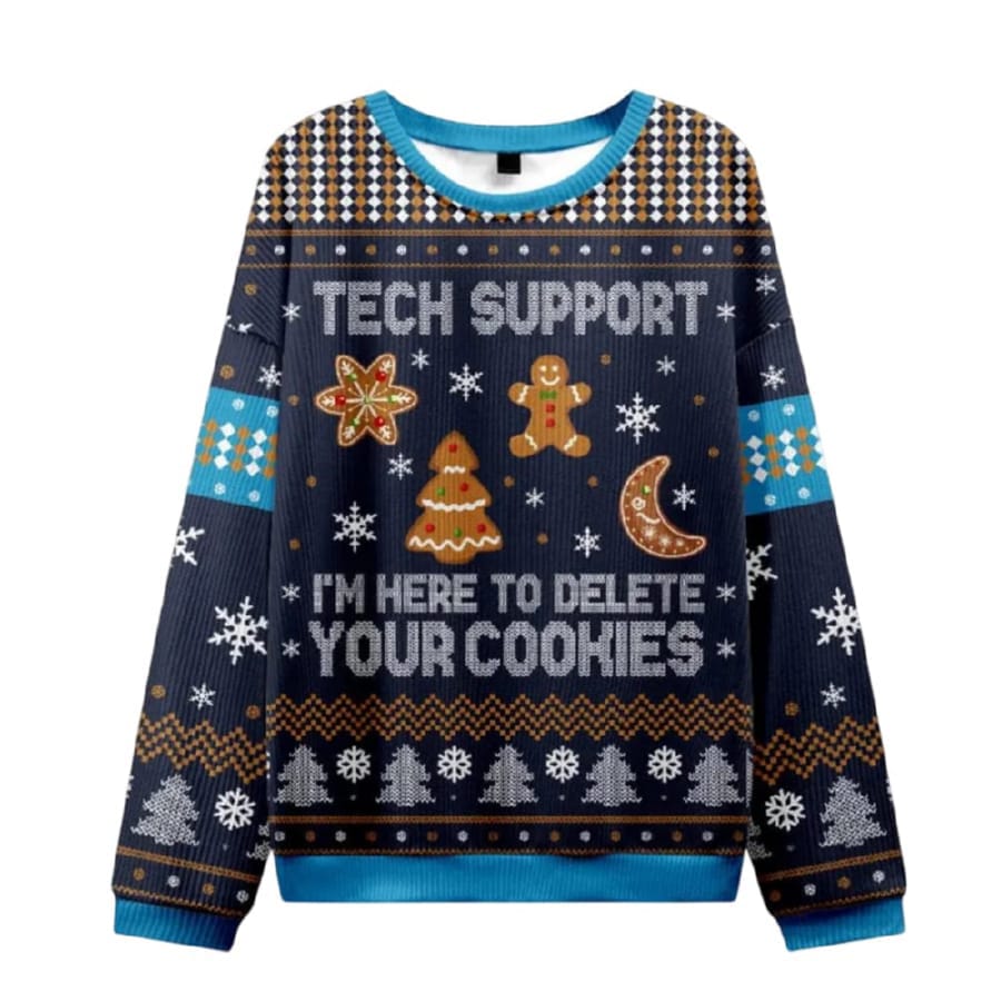 Tech Support Computer Programmer Blue Ugly Christmas Knit Sweater Tech Support Computer Programmer Blue Ugly Christmas Knit Sweater