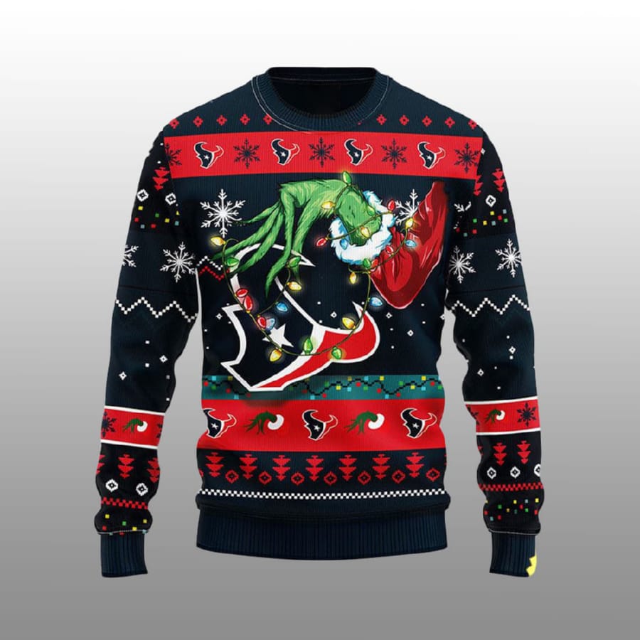 Texans The Hand Of Grnch Ugly Christmas Sweater Texans The Hand Of Grnch Ugly Christmas Sweater