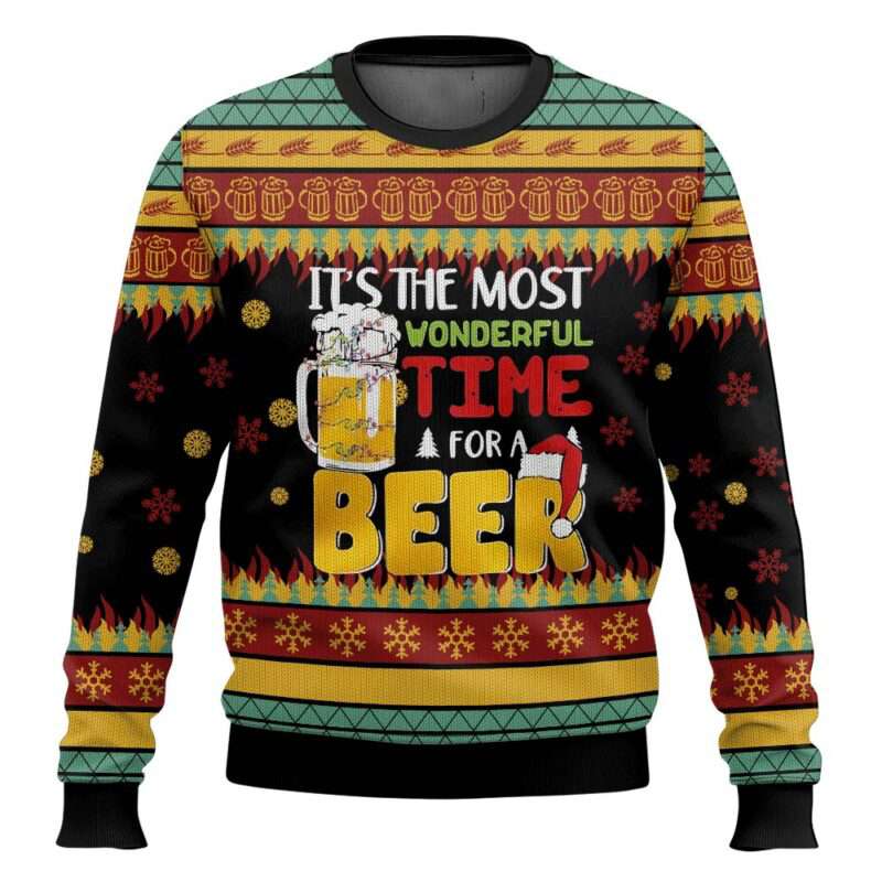 The Most Wonderful Time For A Beer Ugly Christmas Sweater The Most Wonderful Time For A Beer Ugly Christmas Sweater