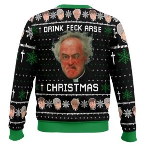 Drink Feck Arse Father Ted Ugly Christmas Sweater1