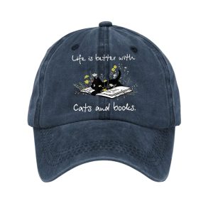 Life Is Better With Cats And Books Hat 3 Life Is Better With Cats And Books Hat3